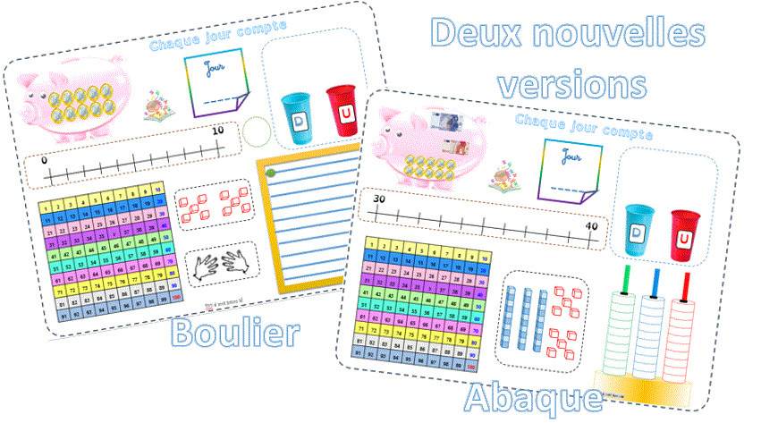 Rituel chaque jour compte affichages, carnet et exercices même dehors